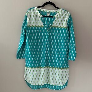 Hatley Women’s Teal and White Seahorse Print Tunic Coverup Sz Medium